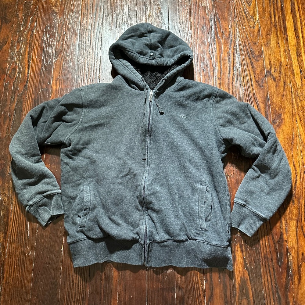 Vintage O'Neill Jacket Mens M Gray Full Zip‎ Hoodie Skate Surf Y2K Fleece Lined